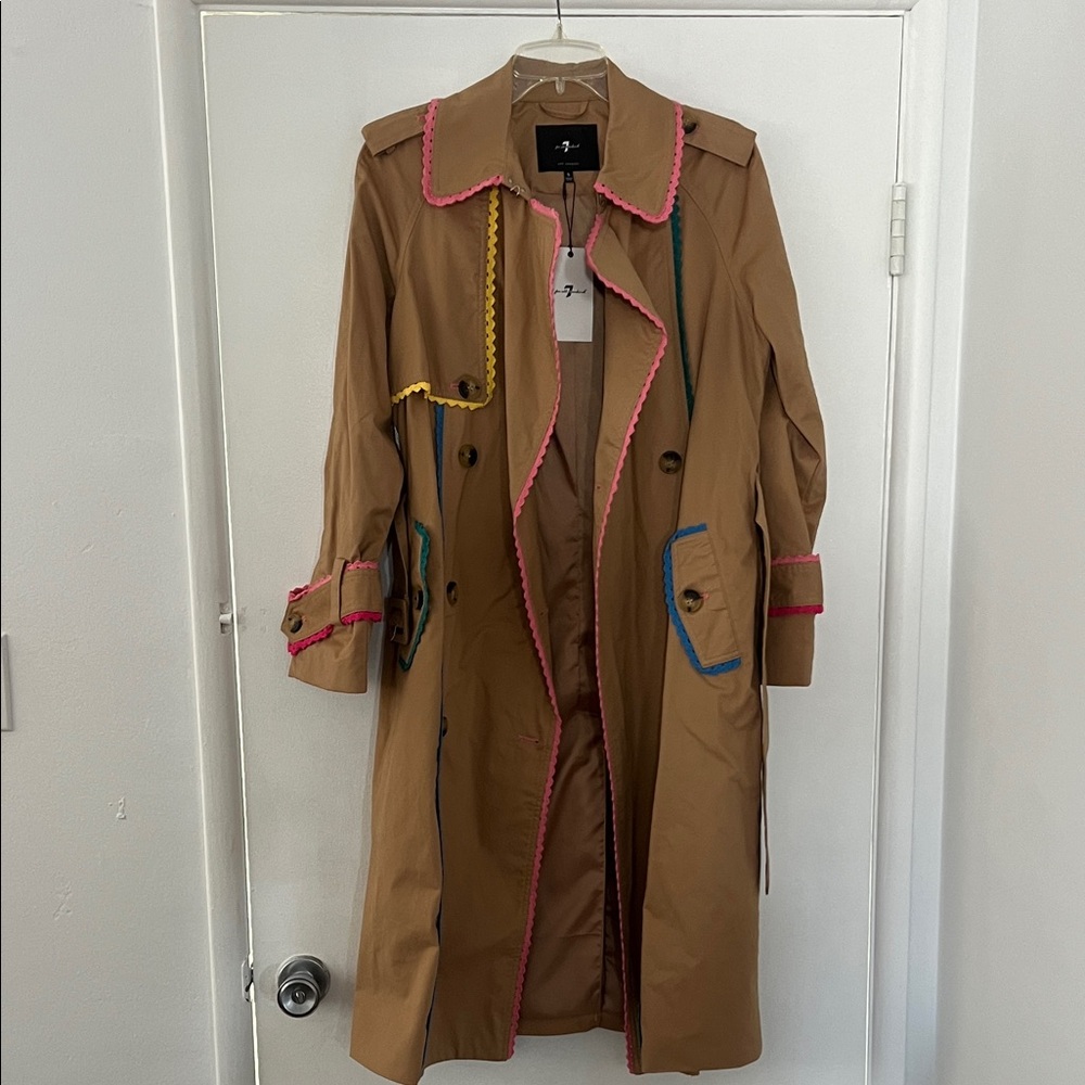 7 For All Mankind trench Coat with colorful Trim